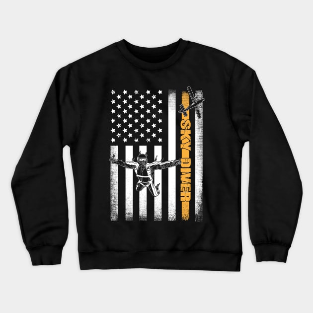 American Skydiver USA Flag Crewneck Sweatshirt by captainmood